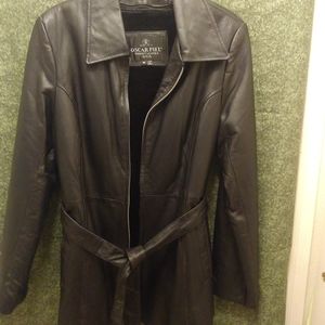 Women's Belted Leather Coat